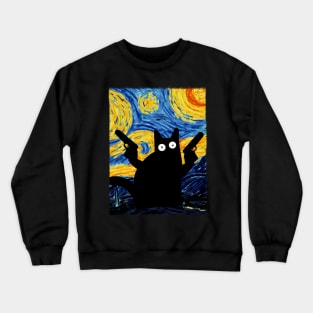 Cat Pew Pew Madafakas - Starry Night Cat Crewneck Sweatshirt